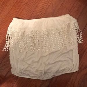 Charlotte Russe fringed crop top, cream